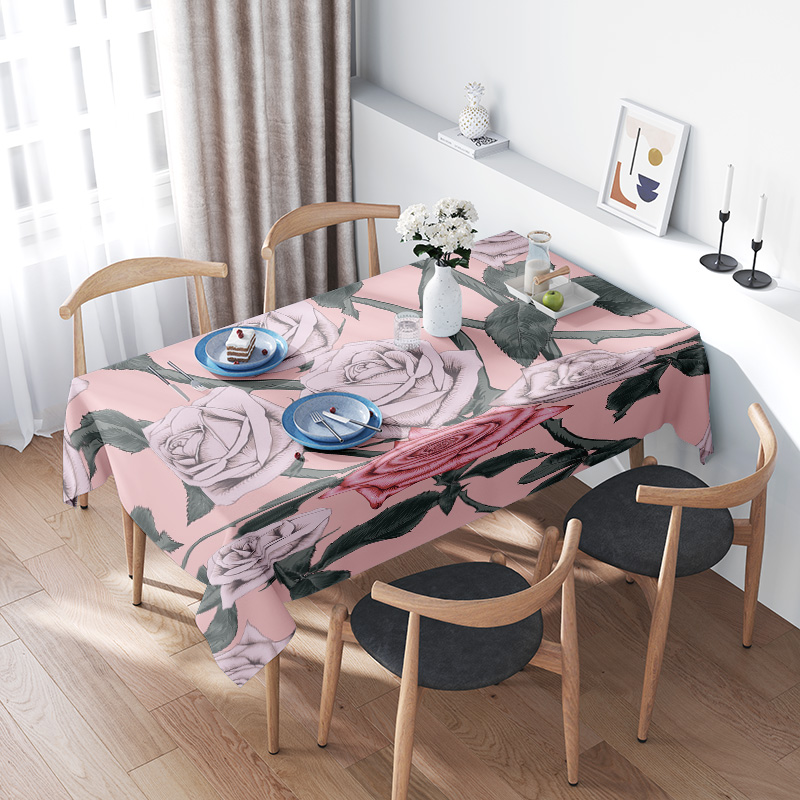 Home Textiles Com - Mantel floral rosa con rosas rosas,
