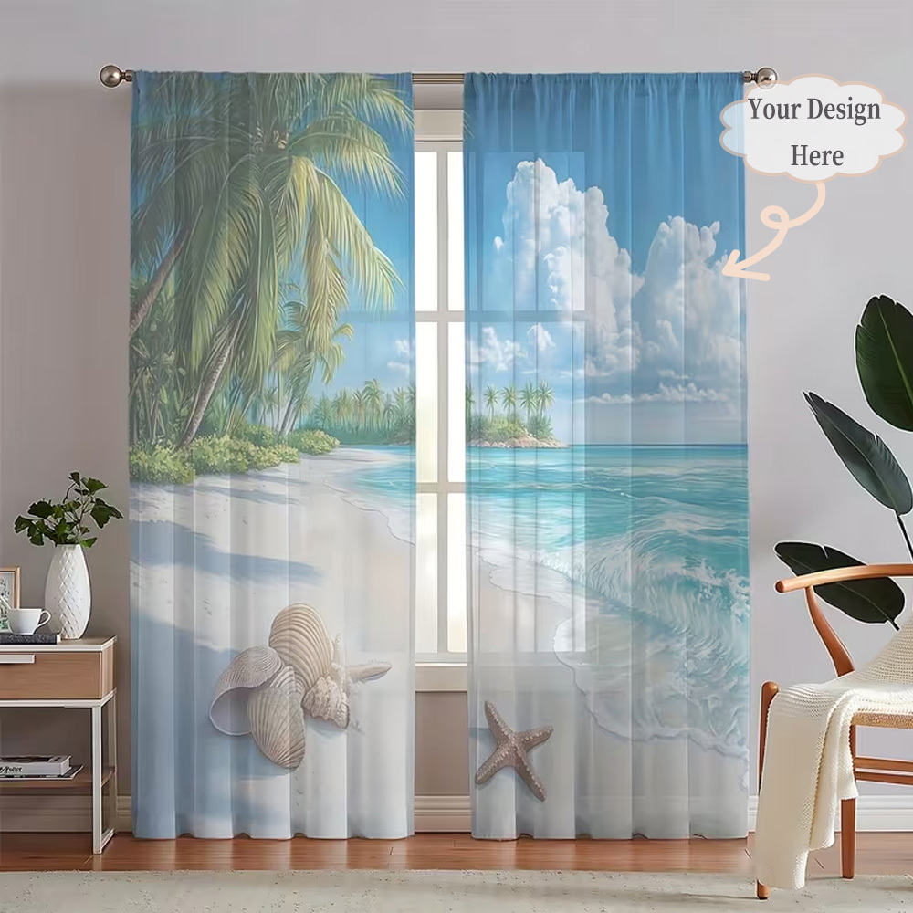 Home Textiles Usa - Cortinas Transparentes Planas 2D Personalizadas (2
