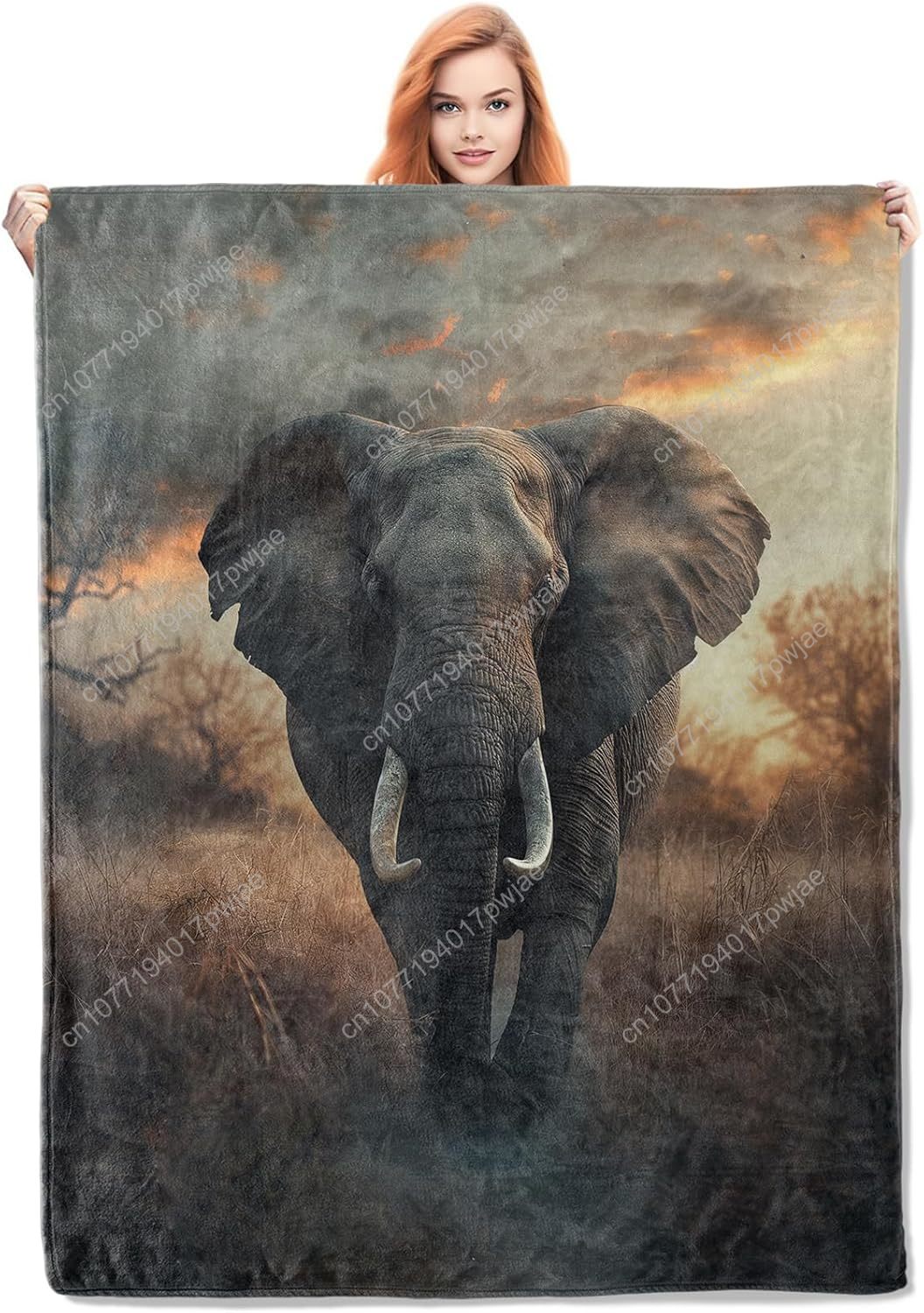 Home Textiles Usa - Manta polar de elefante, escena realista