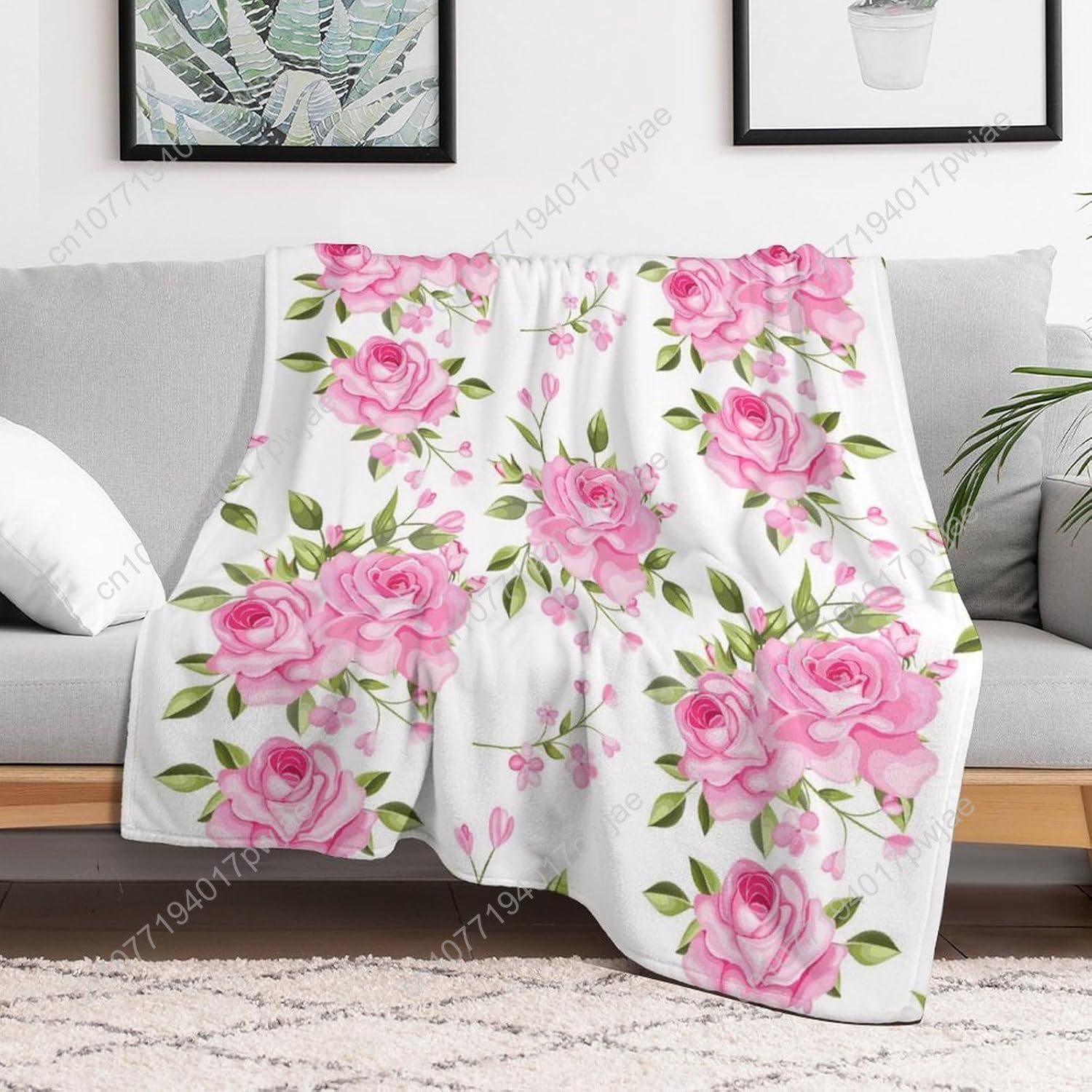 Manta de flores rosas, decorac - Home Textiles Usa reseña y precio