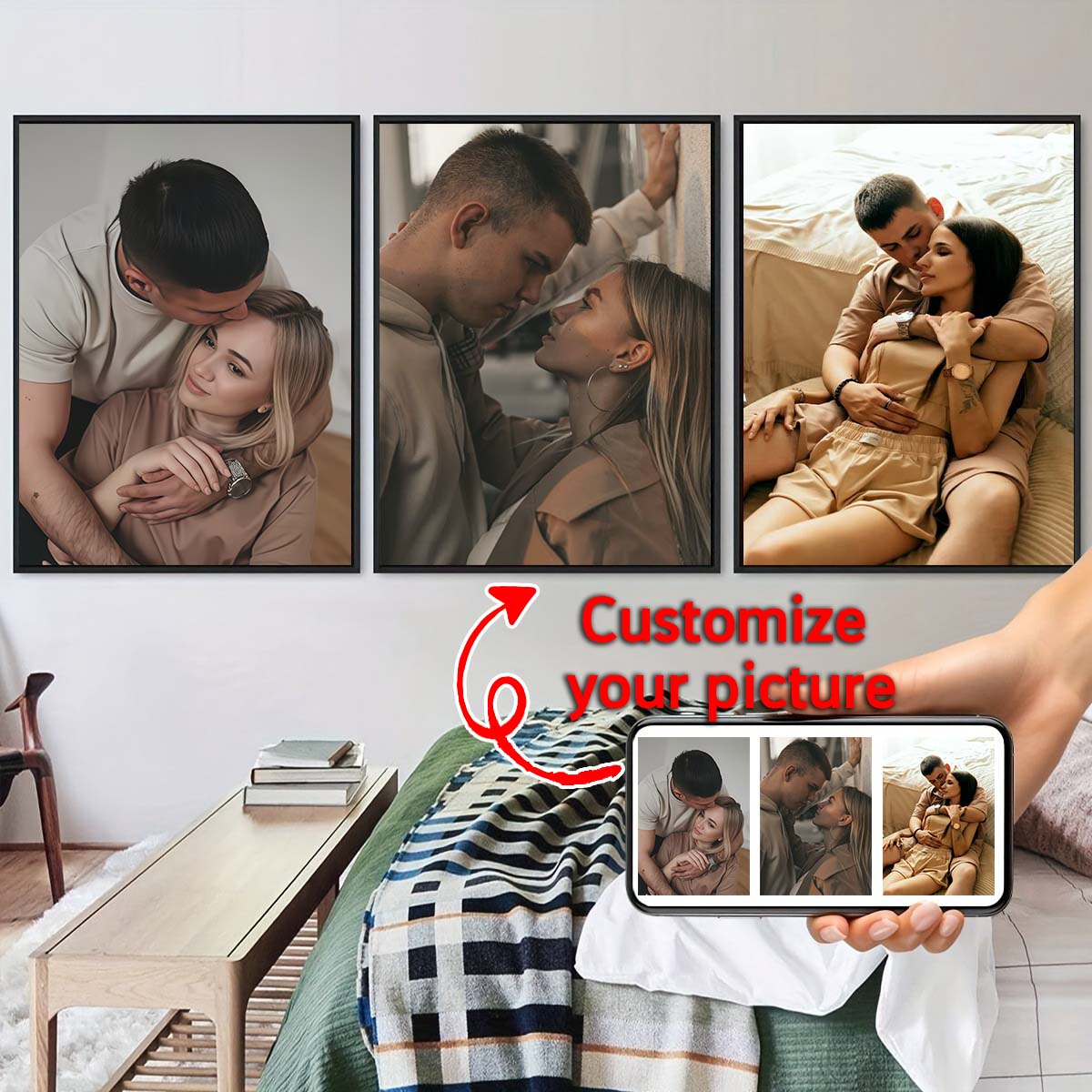 Tríptico - Cuadro de madera co - Home Textiles Usa reseña y precio