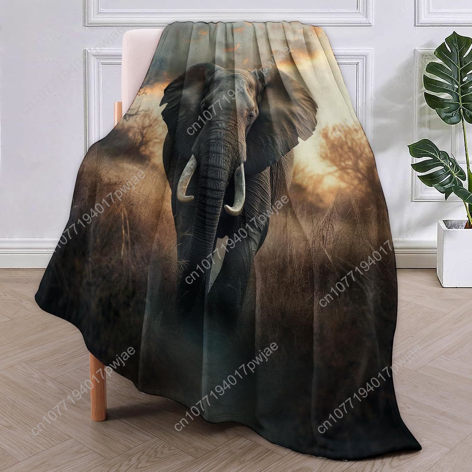Manta polar de elefante, escen - Home Textiles Usa reseña y precio