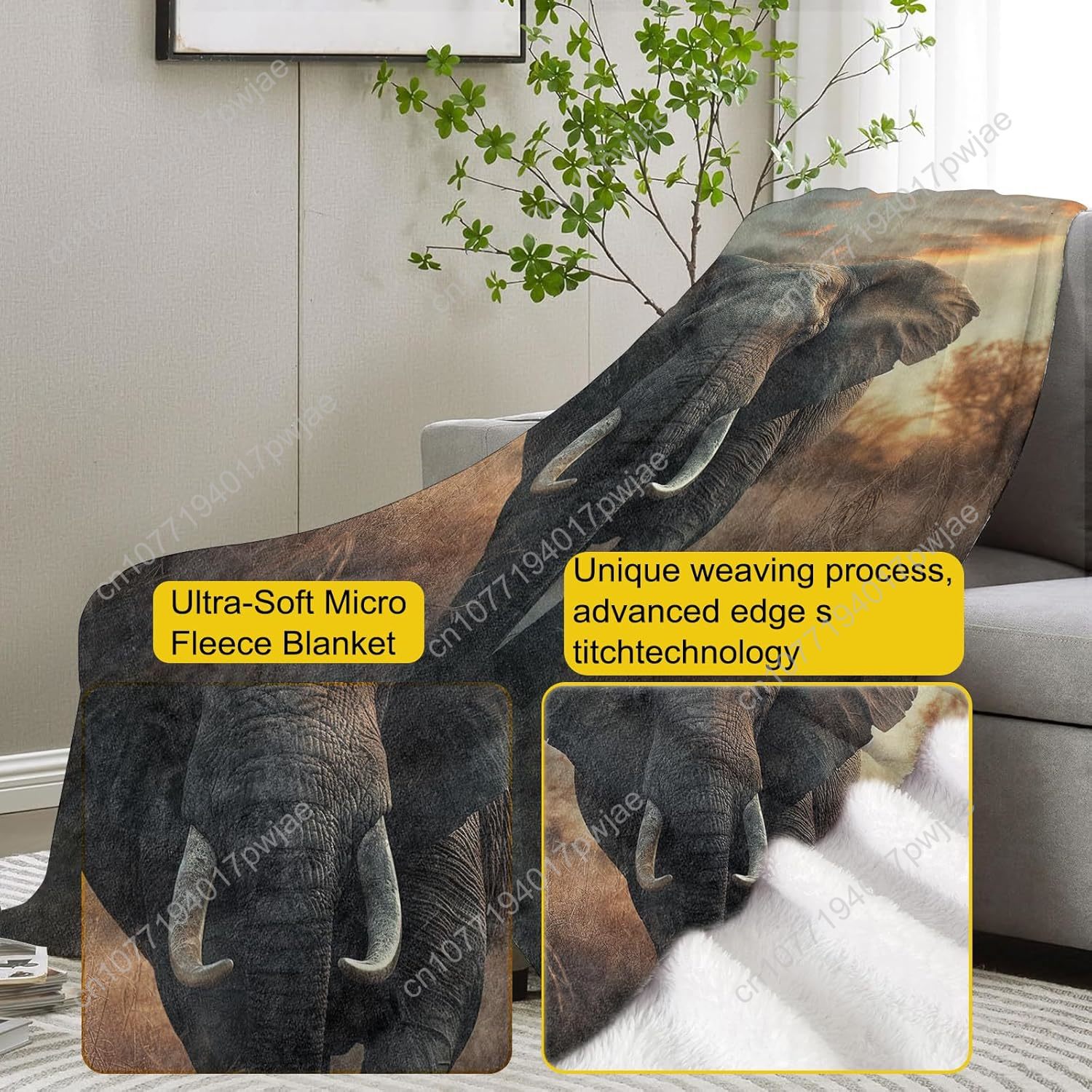 Manta polar de elefante, escen - Home Textiles Usa reseña y precio