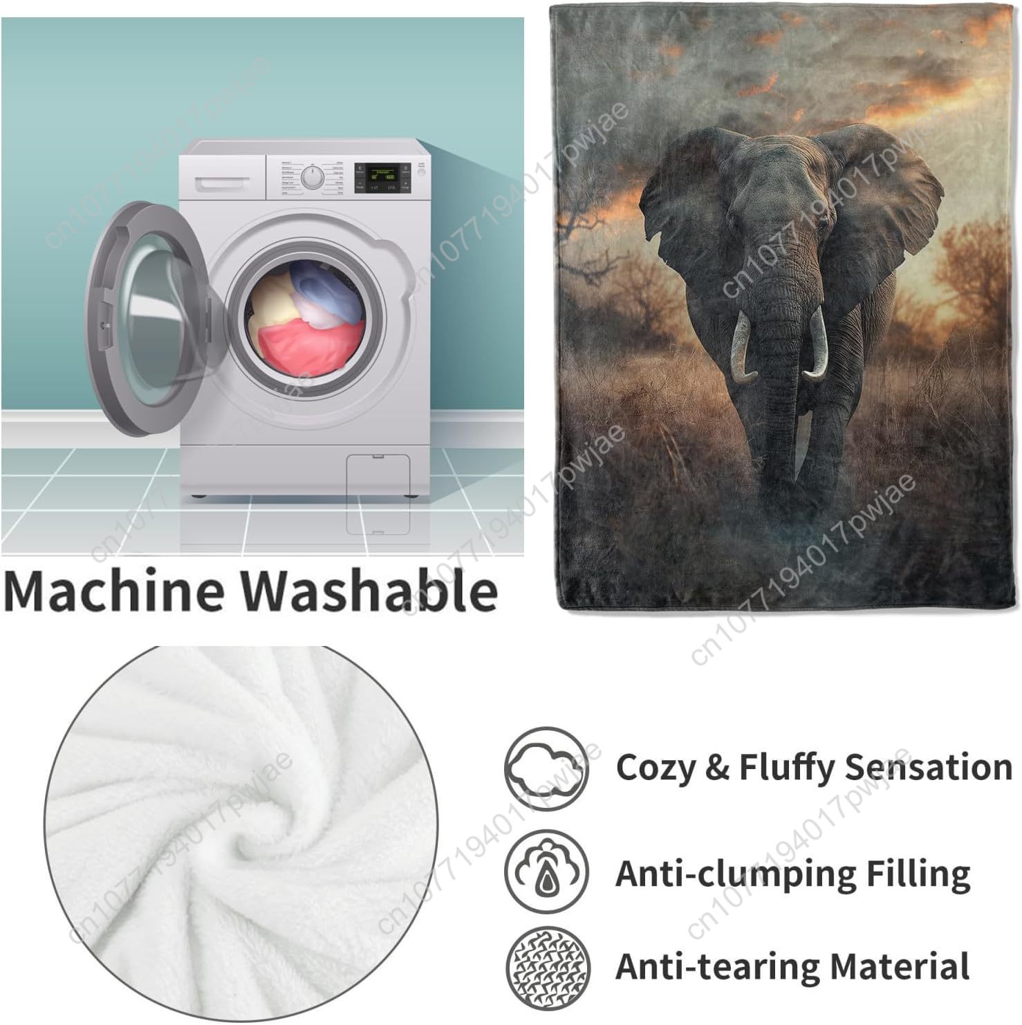 Manta polar de elefante, escen - Home Textiles Usa reseña y precio