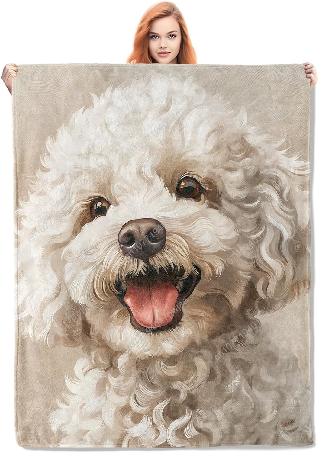 Manta con retrato de caniche a - Home Textiles Usa reseña y precio