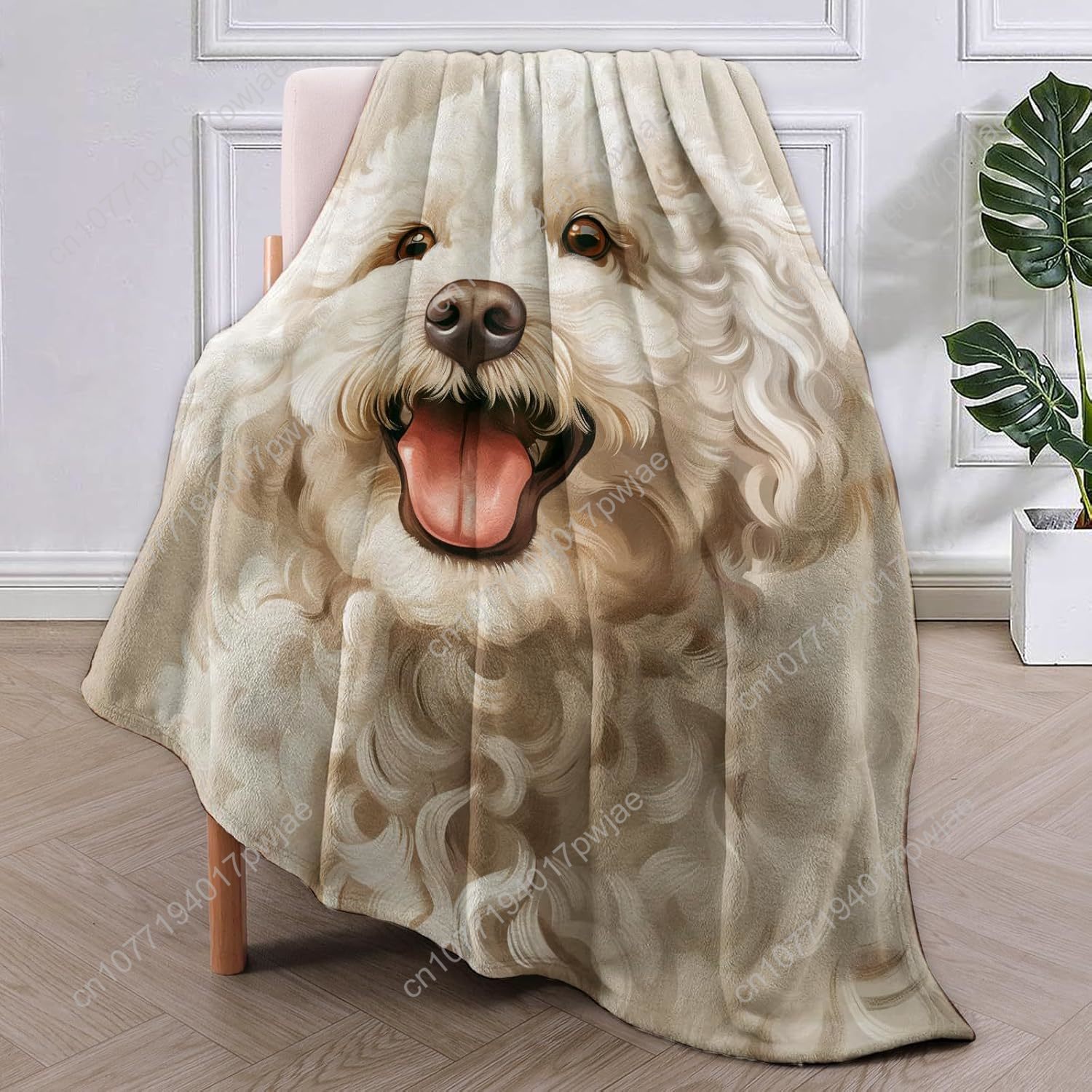Manta con retrato de caniche a - Home Textiles Usa reseña y precio