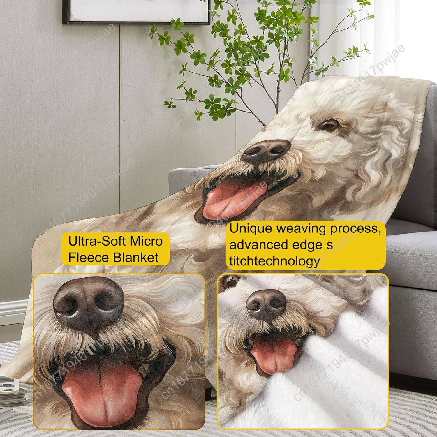 Manta con retrato de caniche a - Home Textiles Usa reseña y precio