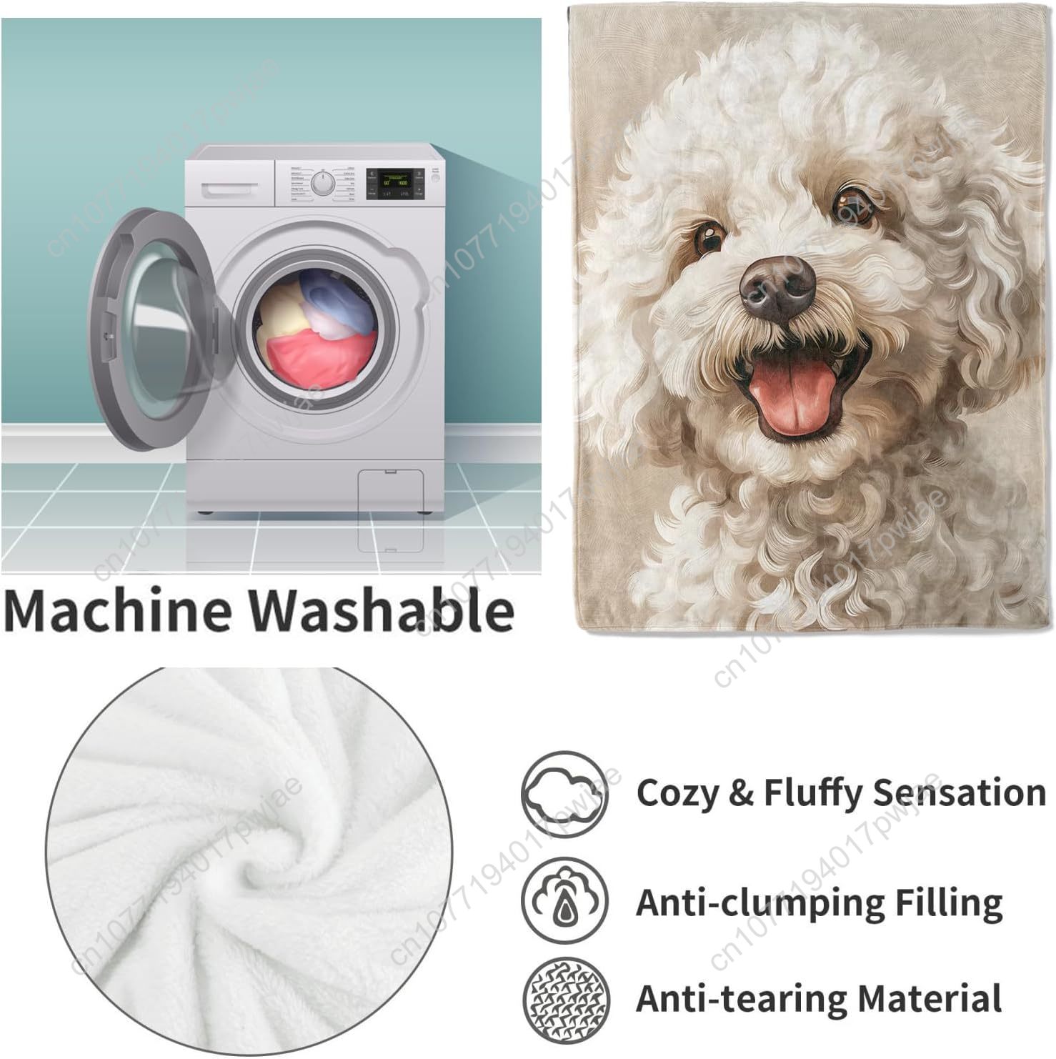 Manta con retrato de caniche a - Home Textiles Usa reseña y precio